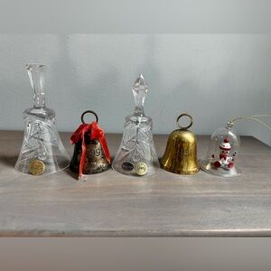Vintage Bohemia Czechoslovakia Crystal and Gold Collectors Bells Set